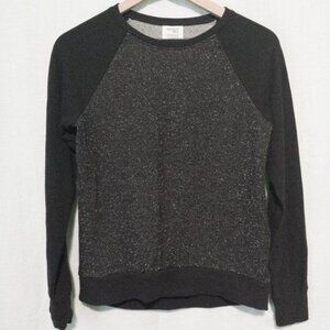 Danskin Now sweatshirt kids XL Black silver metallic crew neck pullover